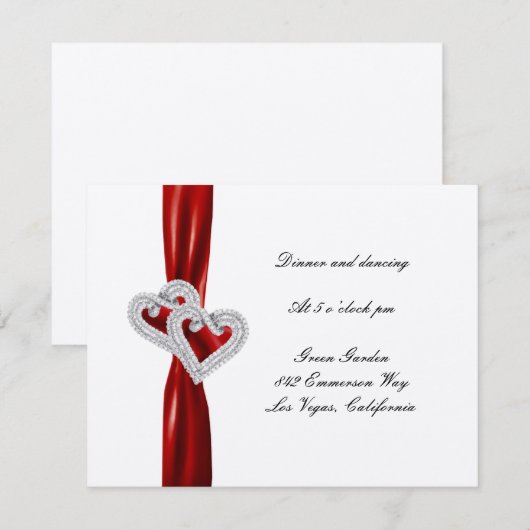 Ontvangstkaart met rode lint hartjes kaart (Voorkant / Achterkant)