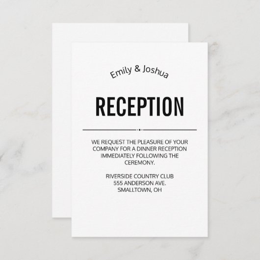 Ontvangstkaart Uitnodiging Bruiloft template aange (Voorkant / Achterkant)