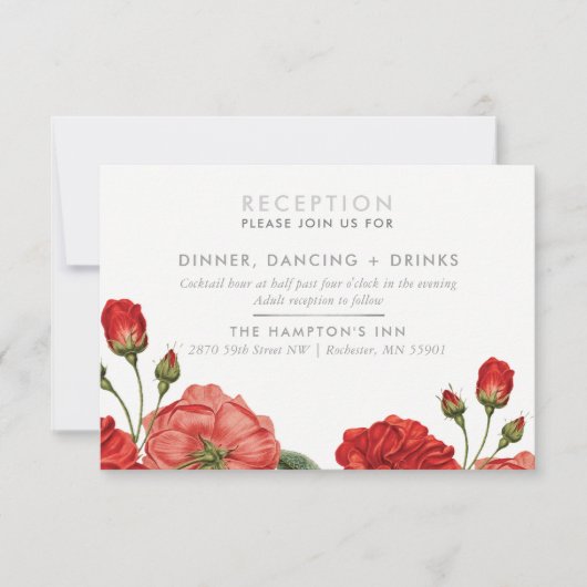 ONTVANGSTKAART vintage rode rozen bloemboeket Kaart (Voorkant)