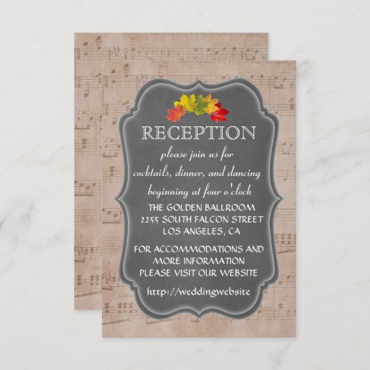 Ontvangstkaart voor country herfst muziekblad kaart (Voorkant / Achterkant)