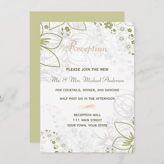 Ontvangstkaart voor eenvoudige groene en gouden br informatiekaartje (Voorkant / Achterkant)