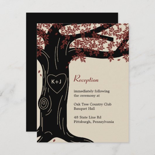 Ontvangstkaart voor eikenbomen - rood informatiekaartje (Voorkant / Achterkant)