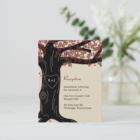 Ontvangstkaart voor eikenbomen - rood informatiekaartje (Staand voorkant)