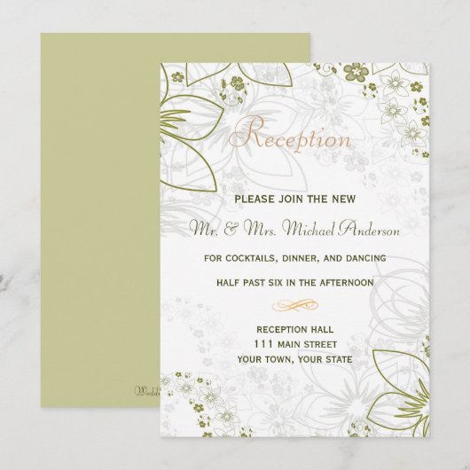 Ontvangstkaart voor groene en gouden eenvoudige br informatiekaartje (Voorkant / Achterkant)