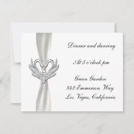 Ontvangstkaart Witte Lint Zilveren Zwanen Kaart