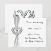 Ontvangstkaart Witte Lint Zilveren Zwanen Kaart (Voorkant / Achterkant)