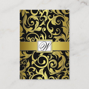 Ontvangstkaarten voor Black and Gold Damask Weddin Informatiekaartje