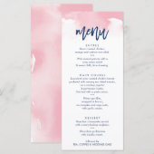 ONTVANGSTMENU - stijlvolle roze waterverf Menu (Voorkant / Achterkant)