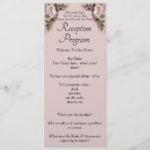 Ontvangstprogramma - Roze Rozen & Duiven Bruiloft Menu (Voorkant)