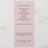 Ontvangstprogramma - Roze Rozen & Duiven Bruiloft Menu (Achterkant)