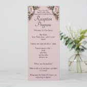 Ontvangstprogramma - Roze Rozen & Duiven Bruiloft Menu (Staand voorkant)