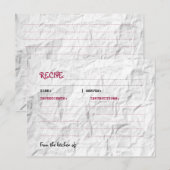 Ontvangt gesneden papier briefkaart (Voorkant / Achterkant)