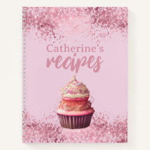 Ontvangt Roze Glitter Cupcake Aangepast Notitieboe Notitieboek