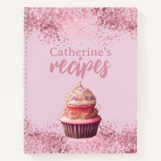 Ontvangt Roze Glitter Cupcake Aangepast Notitieboe Notitieboek