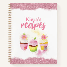 Ontvangt Roze Glitter Cupcake Aangepast Notitieboe Notitieboek