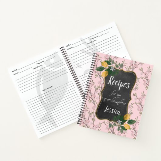Ontvangt voor mijn kleindochter op Roze Floral Notitieboek (Binnen)
