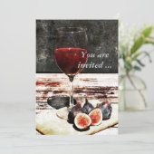 Ontvanguitnodiging voor rode wijn en vijgen die wi kaart (Staand voorkant)