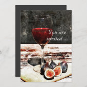 Ontvanguitnodiging voor rode wijn en vijgen die wi kaart (Voorkant / Achterkant)