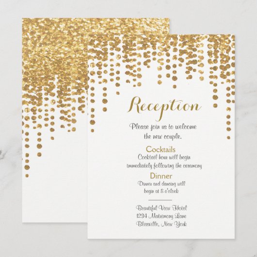 Ontvarkaart | Gouden confetti stippen Kaart (Voorkant / Achterkant)