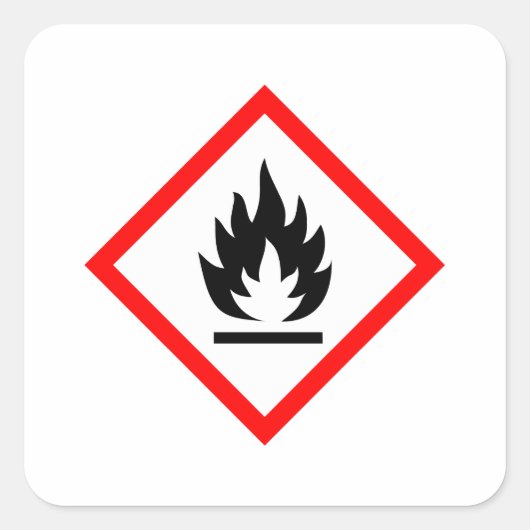 Ontvlambaar pictogram/symbool vierkante sticker (Voorkant)