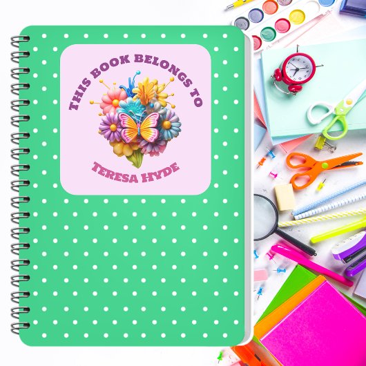 Ontvlambare 3D Bloemen Vlinder Kleurrijke Boekplat Vierkante Sticker