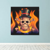 Ontvlambare schedel canvas afdruk (Insitu (Houten vloer))