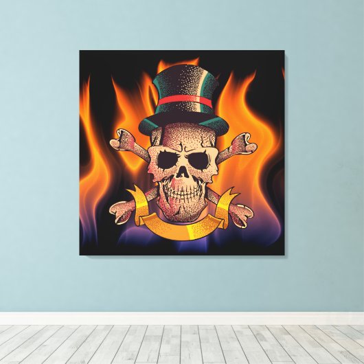 Ontvlambare schedel canvas afdruk (Insitu (Houten vloer))