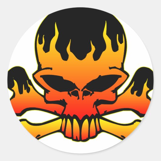 Ontvlambare schedel en kruisbeenderen ronde sticker (Voorkant)