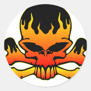 Ontvlambare schedel en kruisbeenderen ronde sticker