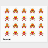 Ontvlambare schedel en kruisbeenderen ronde sticker (Vel)