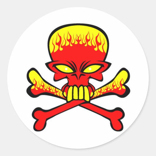Ontvlambare schedel en kruisbeenderen ronde sticker (Voorkant)