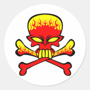 Ontvlambare schedel en kruisbeenderen ronde sticker