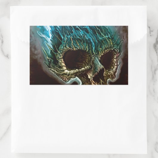 Ontvlambare schedel rechthoekige sticker (Tas)