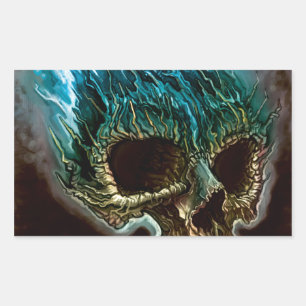 Ontvlambare schedel rechthoekige sticker