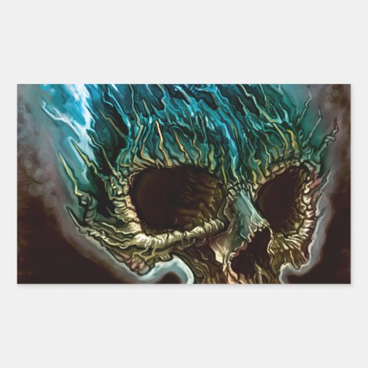 Ontvlambare schedel rechthoekige sticker (Voorkant)