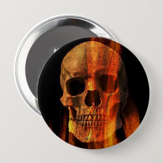 Ontvlambare schedel ronde button 4,0 cm (Voorkant /achterkant)