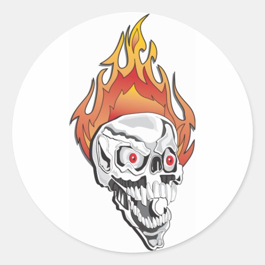 Ontvlambare schedel ronde sticker (Voorkant)