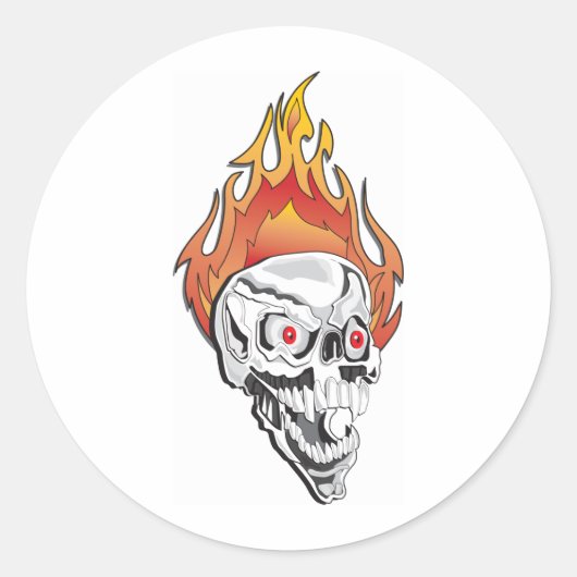 Ontvlambare schedel ronde sticker (Voorkant)