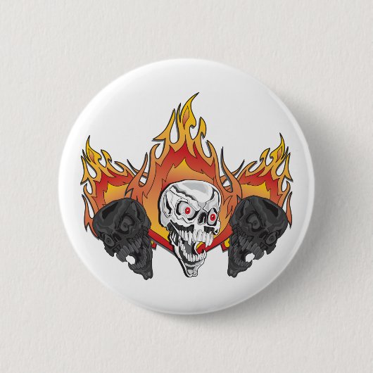 Ontvlambare schedels ronde button 5,7 cm (Voorkant)