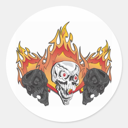 Ontvlambare schedels ronde sticker (Voorkant)