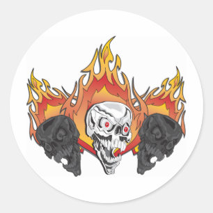 Ontvlambare schedels ronde sticker