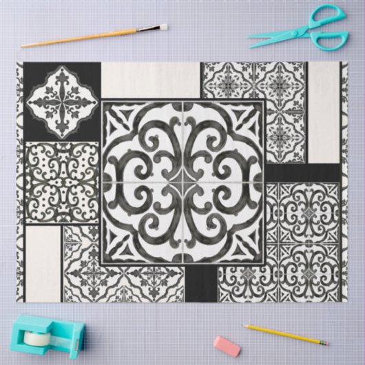 Ontvlechting van patroonpatronen in zwart-wit tissuepapier (Craft)