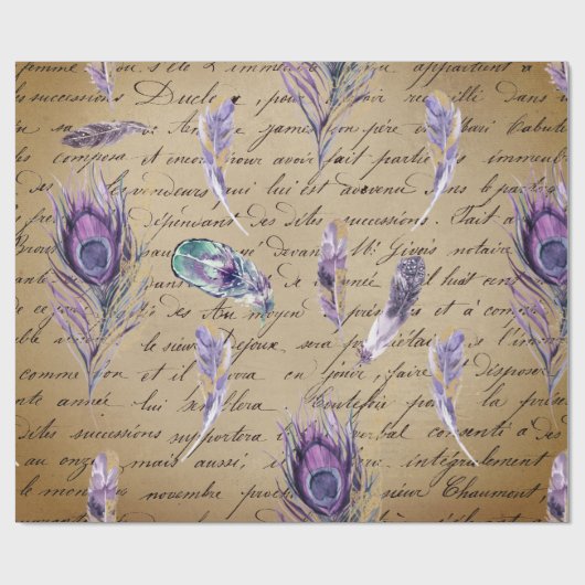  ontvlechting vogelveer efemera cadeaupapier (Vlak)