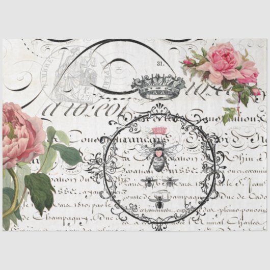 Ontvlechtingspapier voor Floral Queen Bee Tissuepapier (Voorkant)