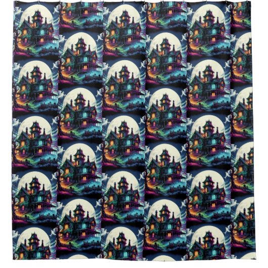 Ontvoerd huis douchegordijn (Voorkant)