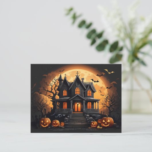 Ontvoerd huis feestdagenkaart (Staand voorkant)