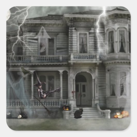 Ontvoerd huis vierkante sticker (Voorkant)