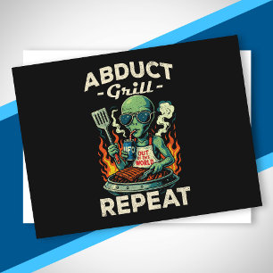 Ontvoering Grill Herhaal Retro BBQ Kookfeest Grapp Feestdagenkaart