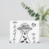 Ontvoering van zwarte en witte buitenaardse wezens briefkaart (Staand voorkant)