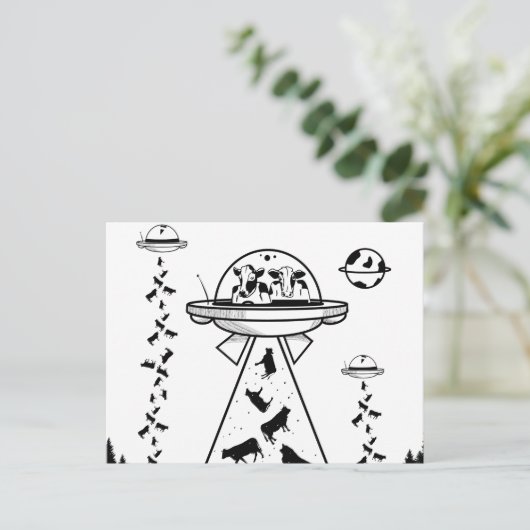 Ontvoering van zwarte en witte buitenaardse wezens briefkaart (Staand voorkant)